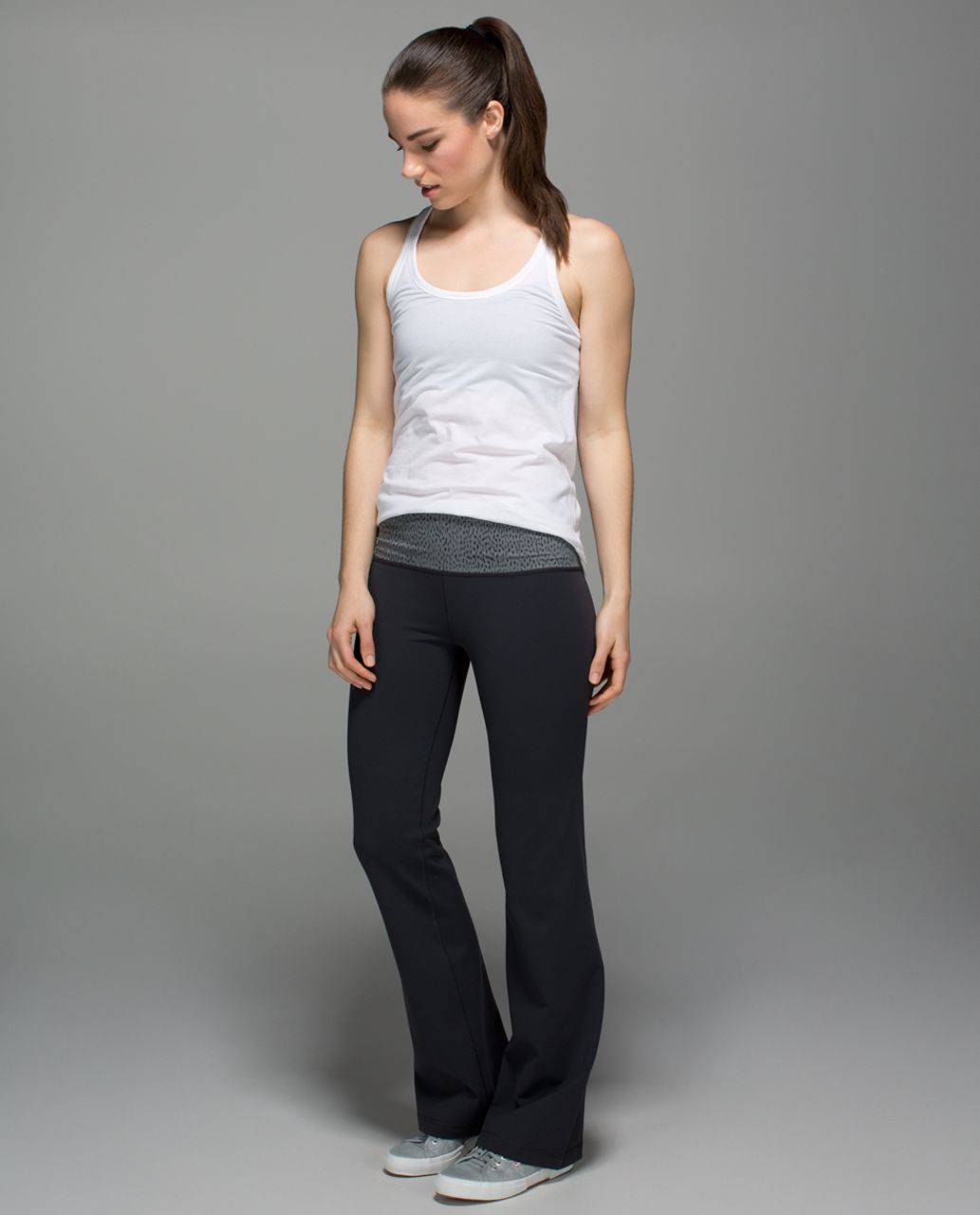 Lululemon Skinny Groove Pant II *Full-On Luon (Roll Down) - Black / Dottie Dash Slate Black