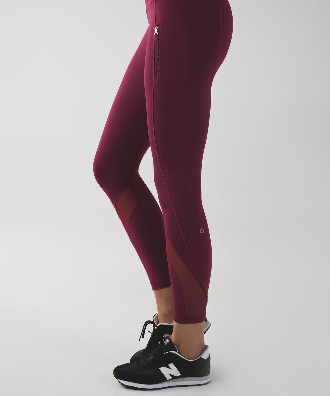 striped knit lulu lemon leggings, purple and blue