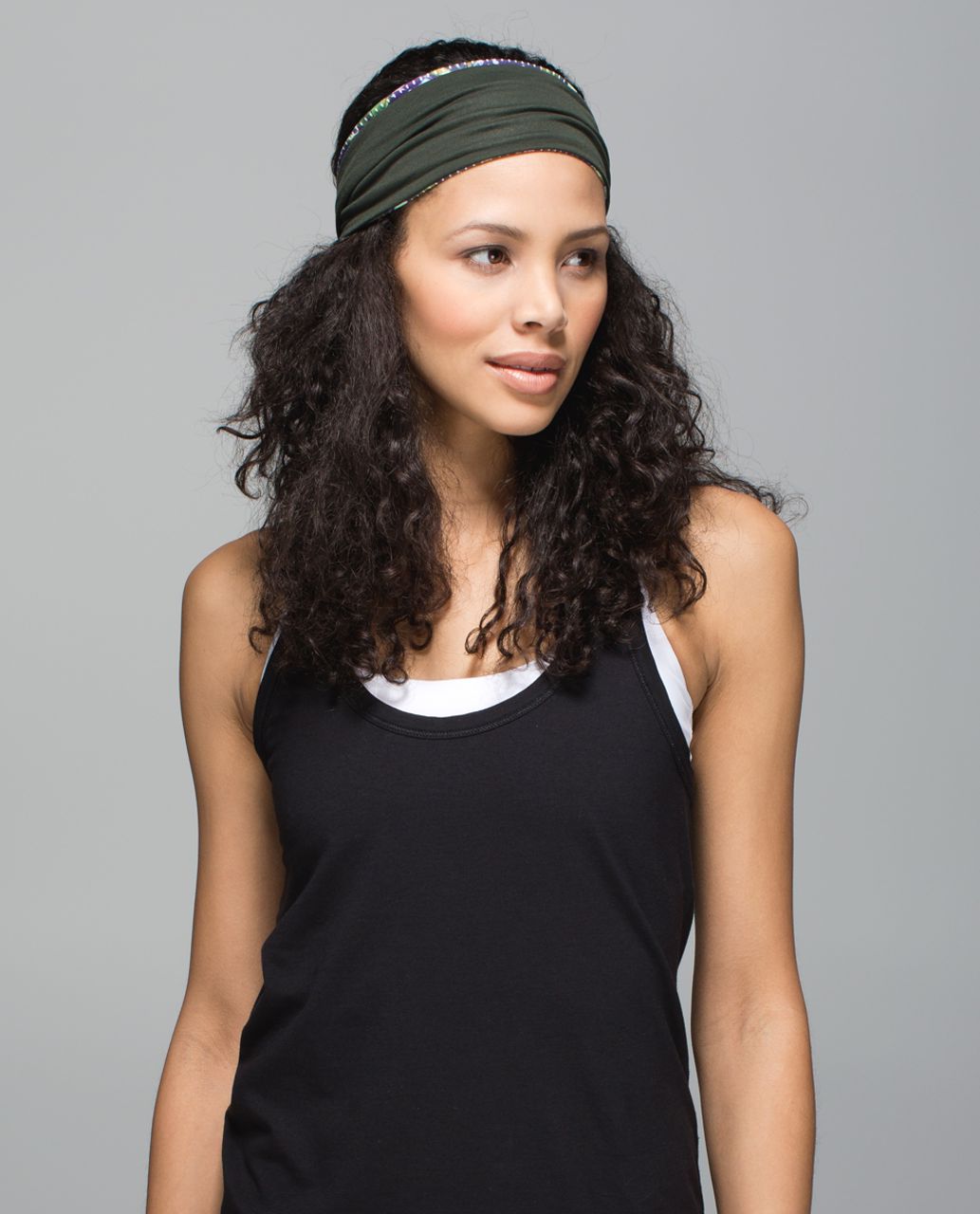 Lululemon Fringe Fighter Headband - Floral Sport White Multi / Gator Green