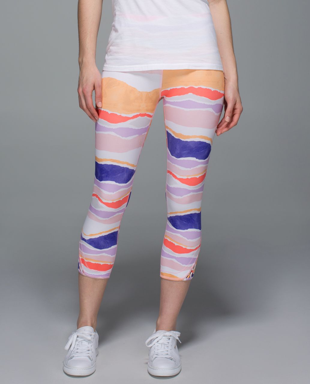 Lululemon True Self Crop - Bleacher Stripe White Iris Flower