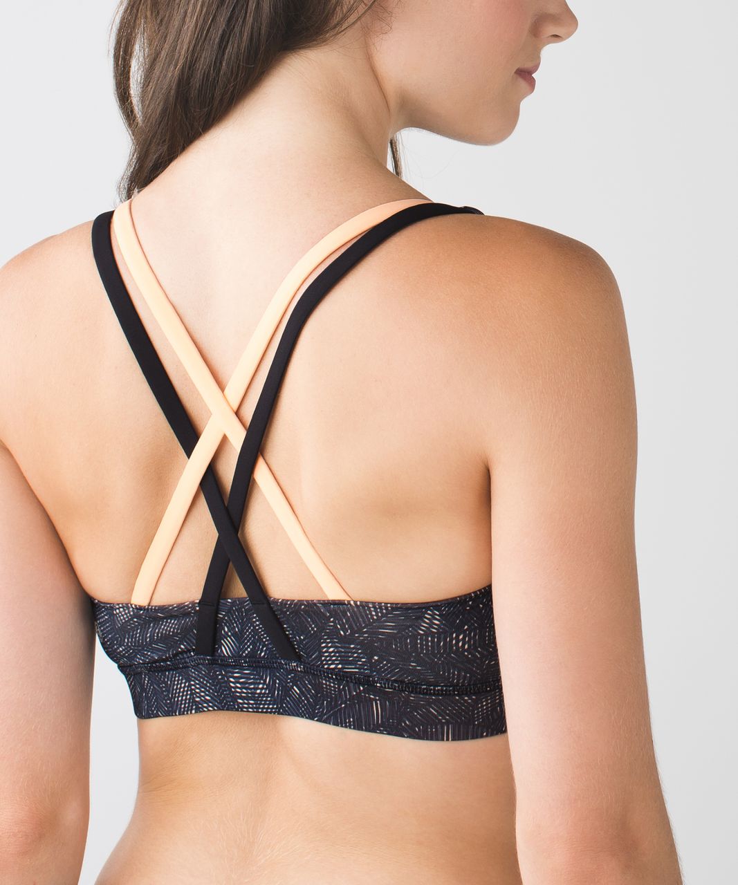 Lululemon Energy Bra - Jazzy Peach Fuzz Naval Blue / Black / Peach Fuzz