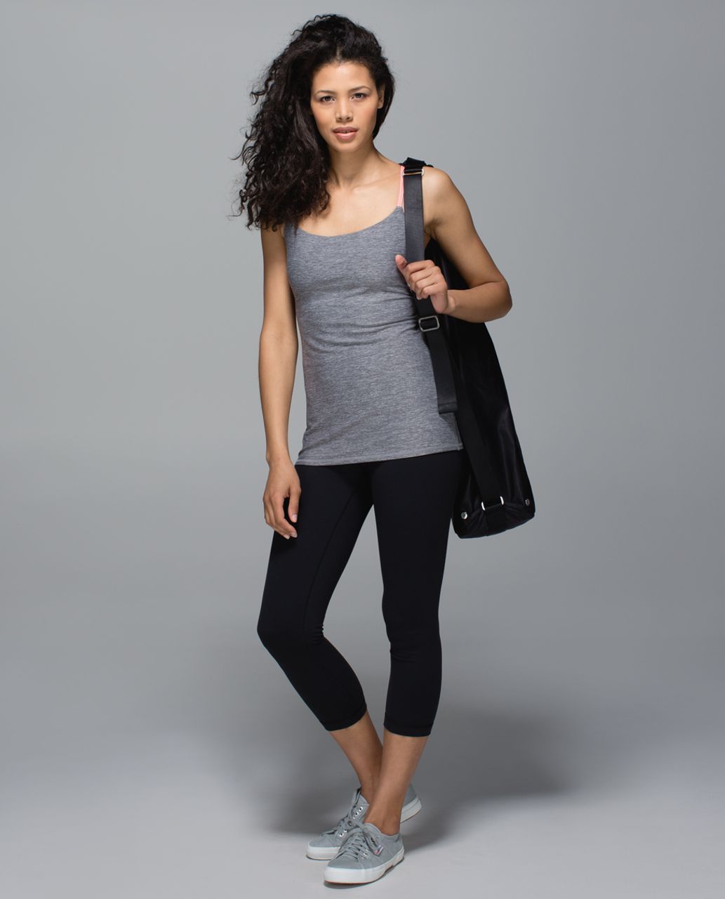 Lululemon Dancing Warrior Tank - Heathered Slate / Grapefruit