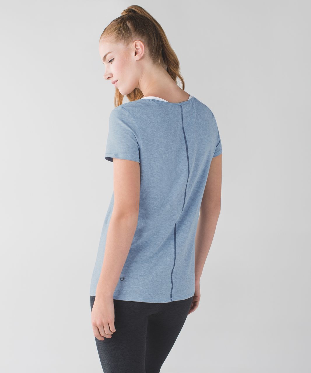 Lululemon Superb Short Sleeve Tee - Heathered Blue Denim / Black