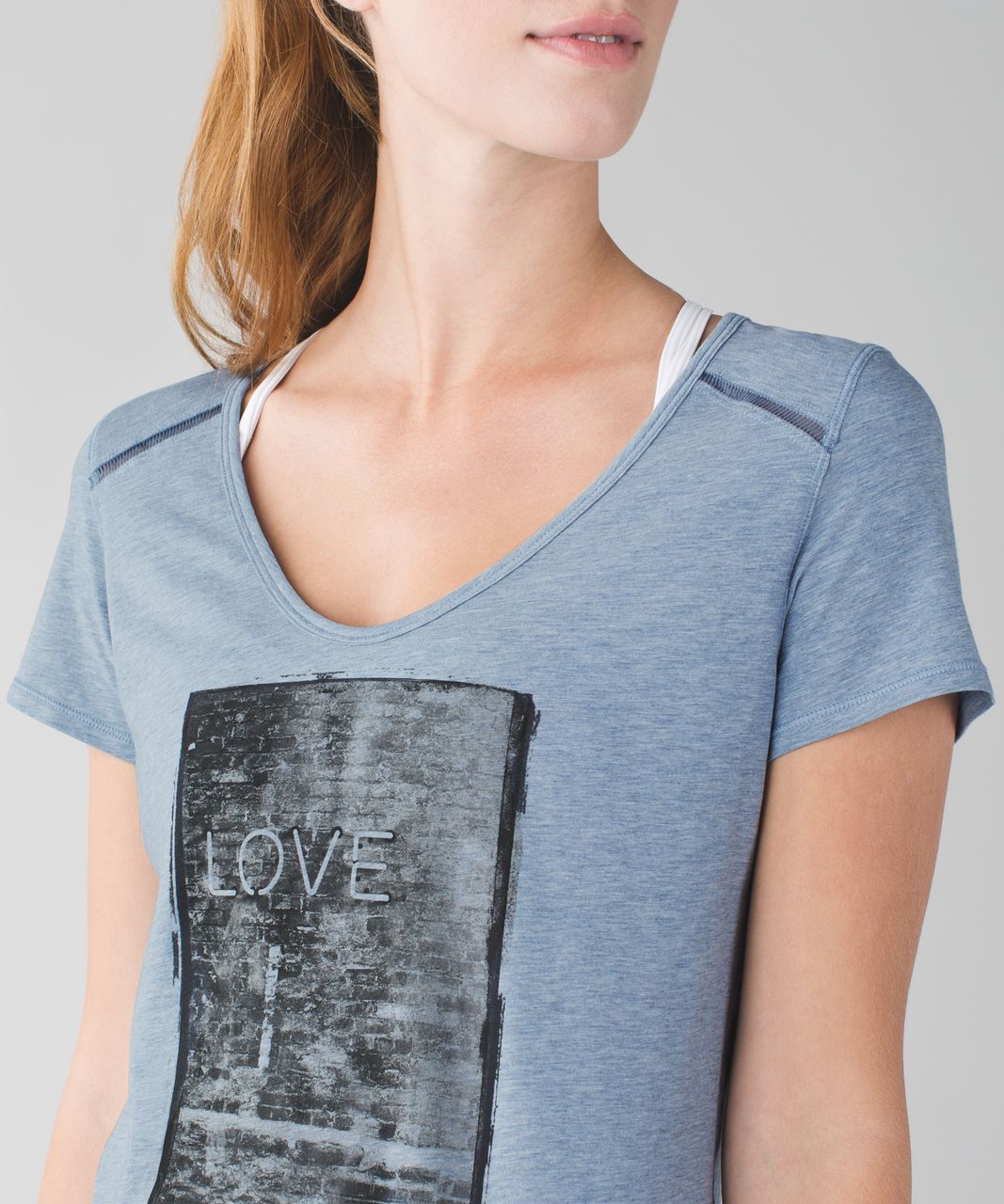 Lululemon Superb Short Sleeve Tee - Heathered Blue Denim / Black