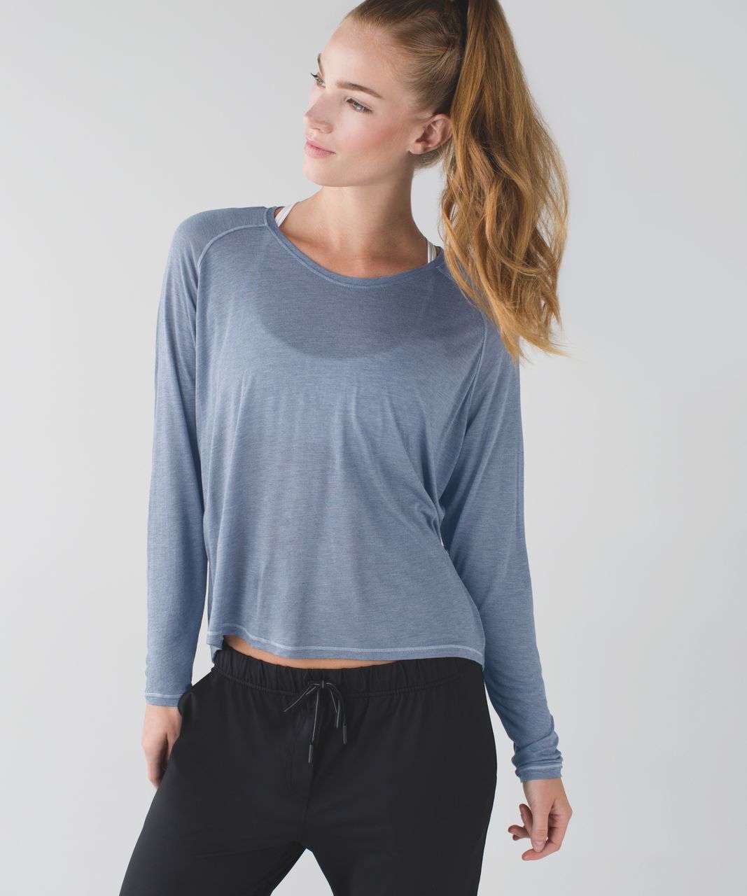 Lululemon Made To Layer Long Sleeve Tee - Heathered Mod Blue Denim