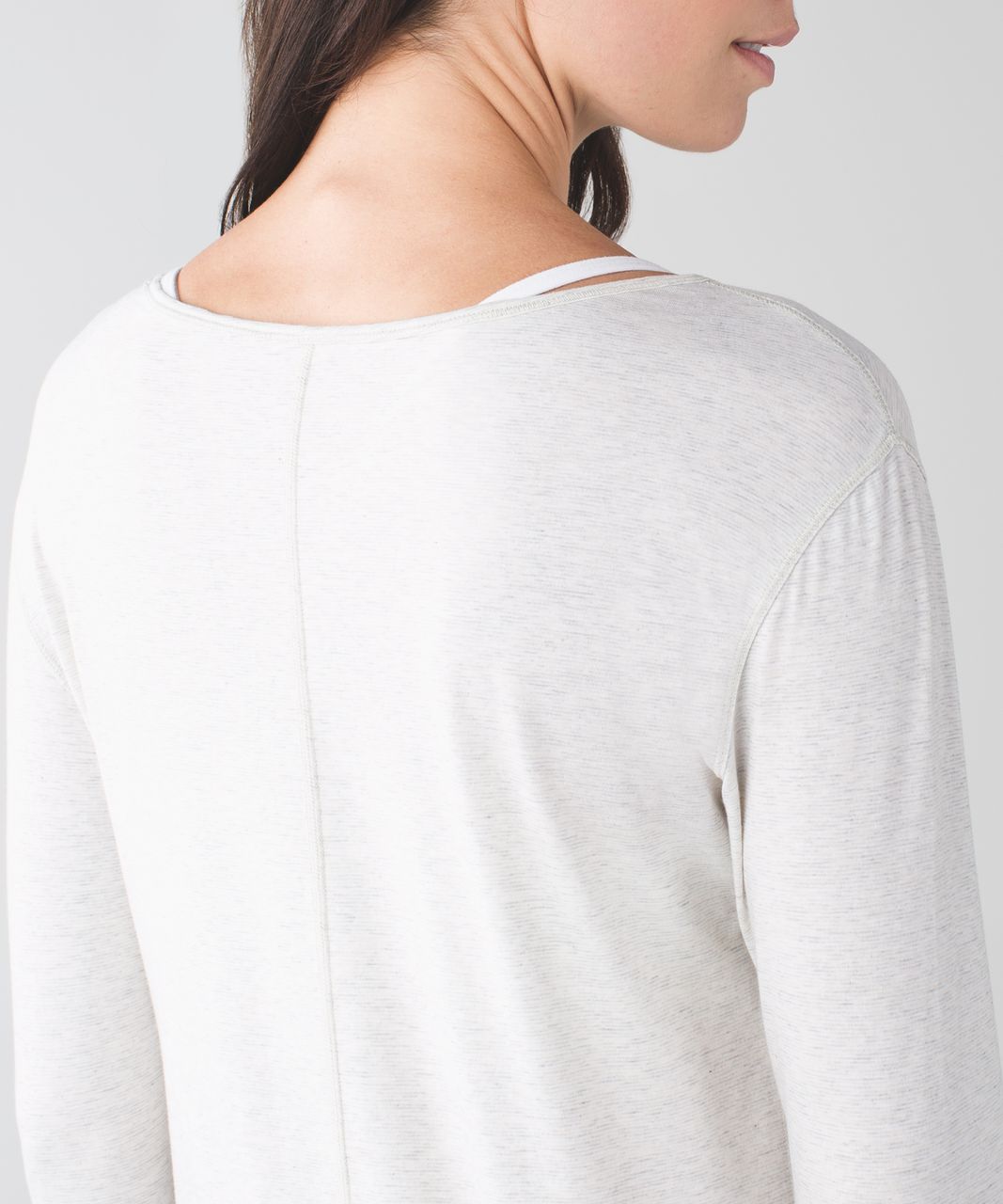 Lululemon Superb Long Sleeve Tee - Wee Stripe Heathered Light Grey White