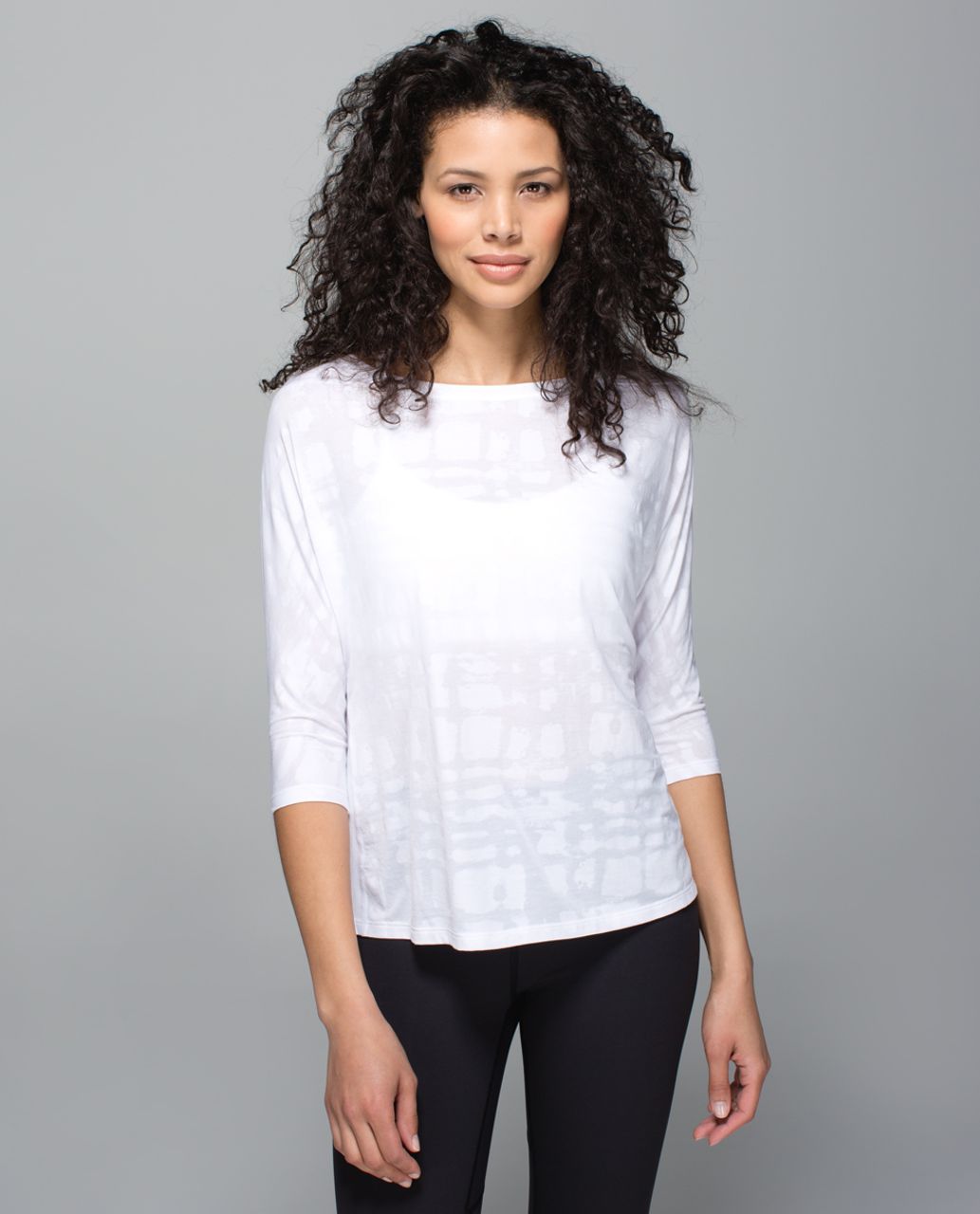 Lululemon Yoga Flow Long Sleeve Tee - Ghost Weave Burnout White / Mini Ghost Weave Burnout White