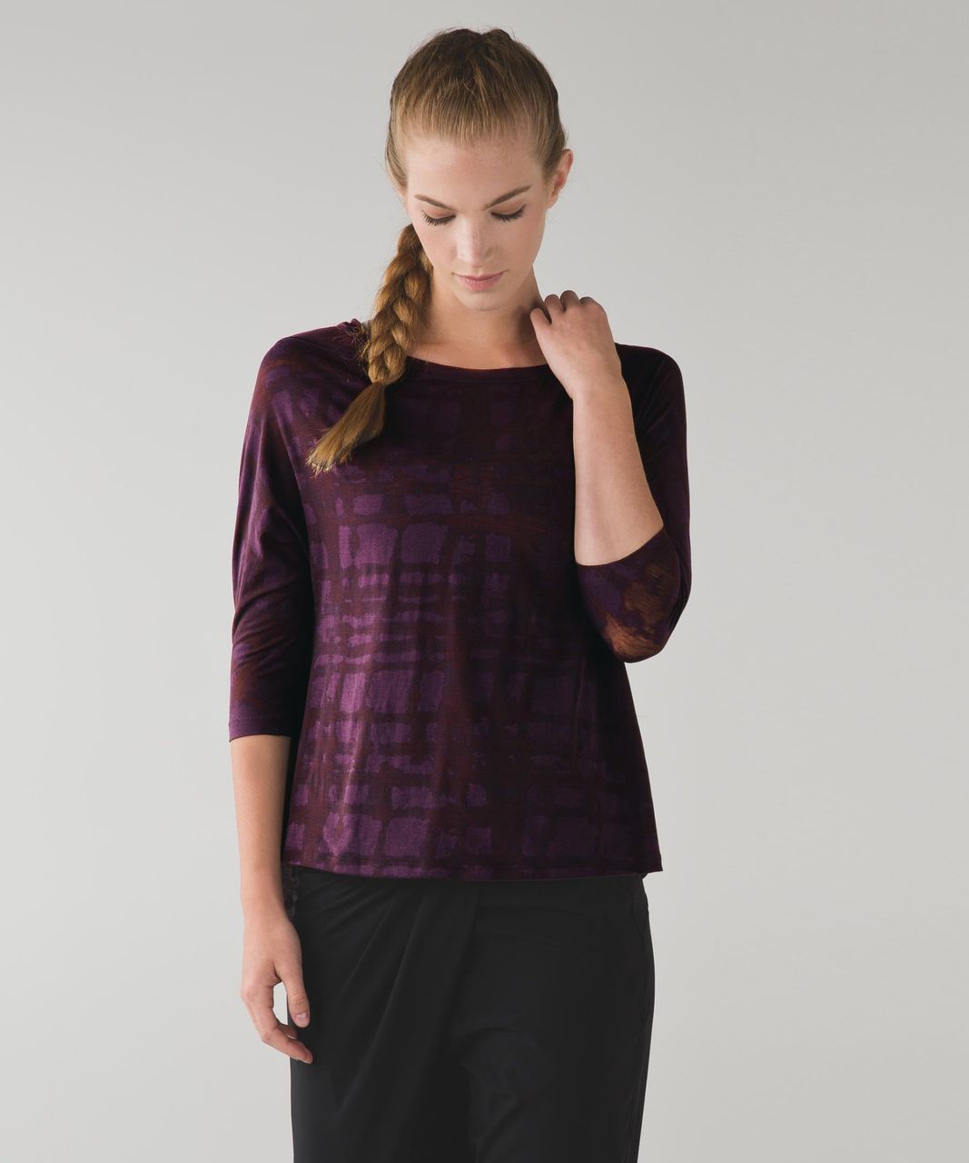 Lululemon Yoga Flow Long Sleeve Tee - Ghost Weave Burnout Black Cherry / Mini Ghost Weave Burnout Black Cherry