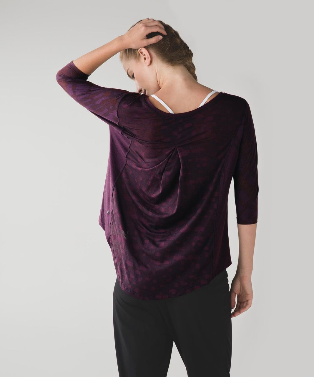 Lululemon Yoga Flow Long Sleeve Tee - Ghost Weave Burnout Black Cherry / Mini Ghost Weave Burnout Black Cherry