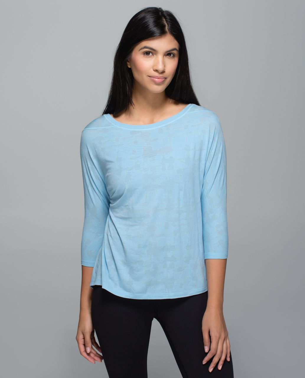 Lululemon Yoga Flow Long Sleeve Tee - Ghost Weave Burnout Caspian Blue / Mini Ghost Weave Burnout Caspian Blue