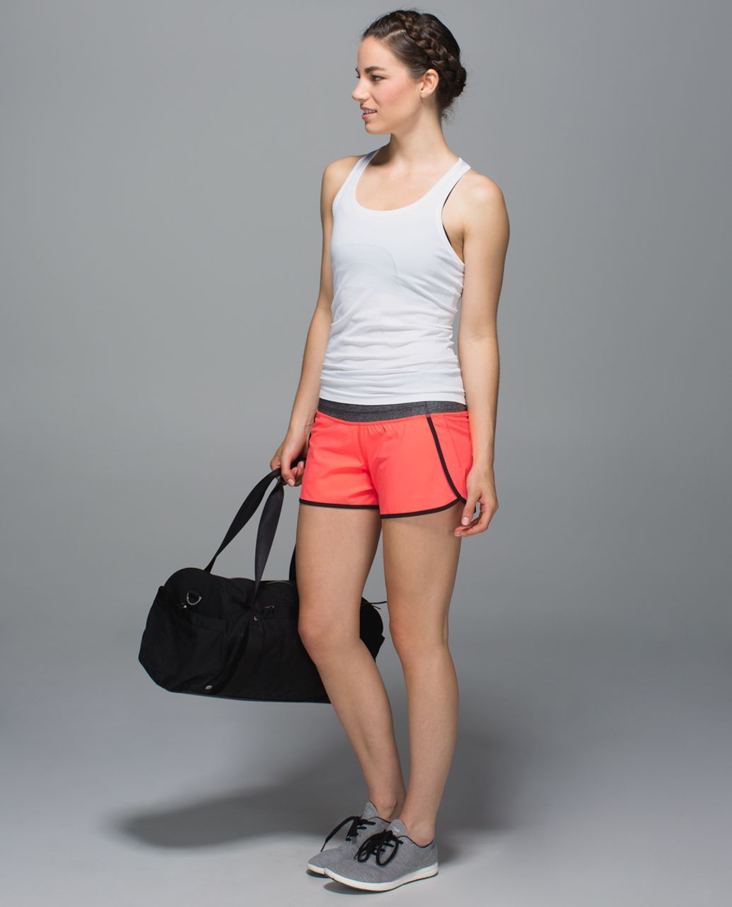 Lululemon Run Times Short *Block-It Pocket - Grapefruit / Heathered Black