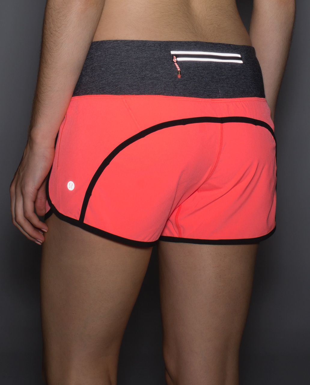 Lululemon Run Times Short *Block-It Pocket - Grapefruit / Heathered Black