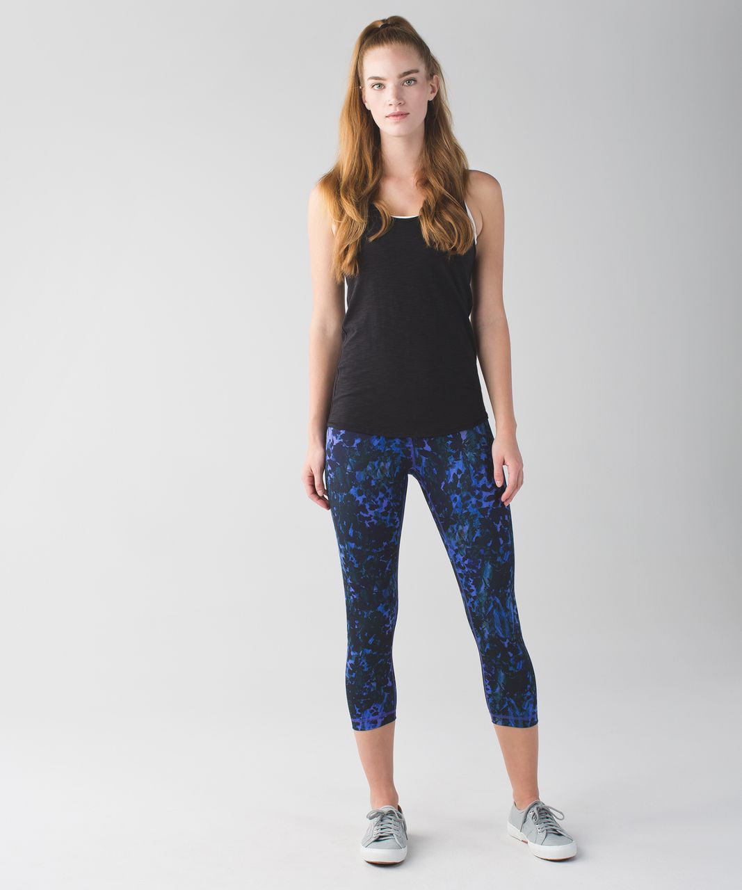 Lululemon Wunder Under Crop II *Full-On Luon - Floral Sport Backdrop Iris Flower Multi