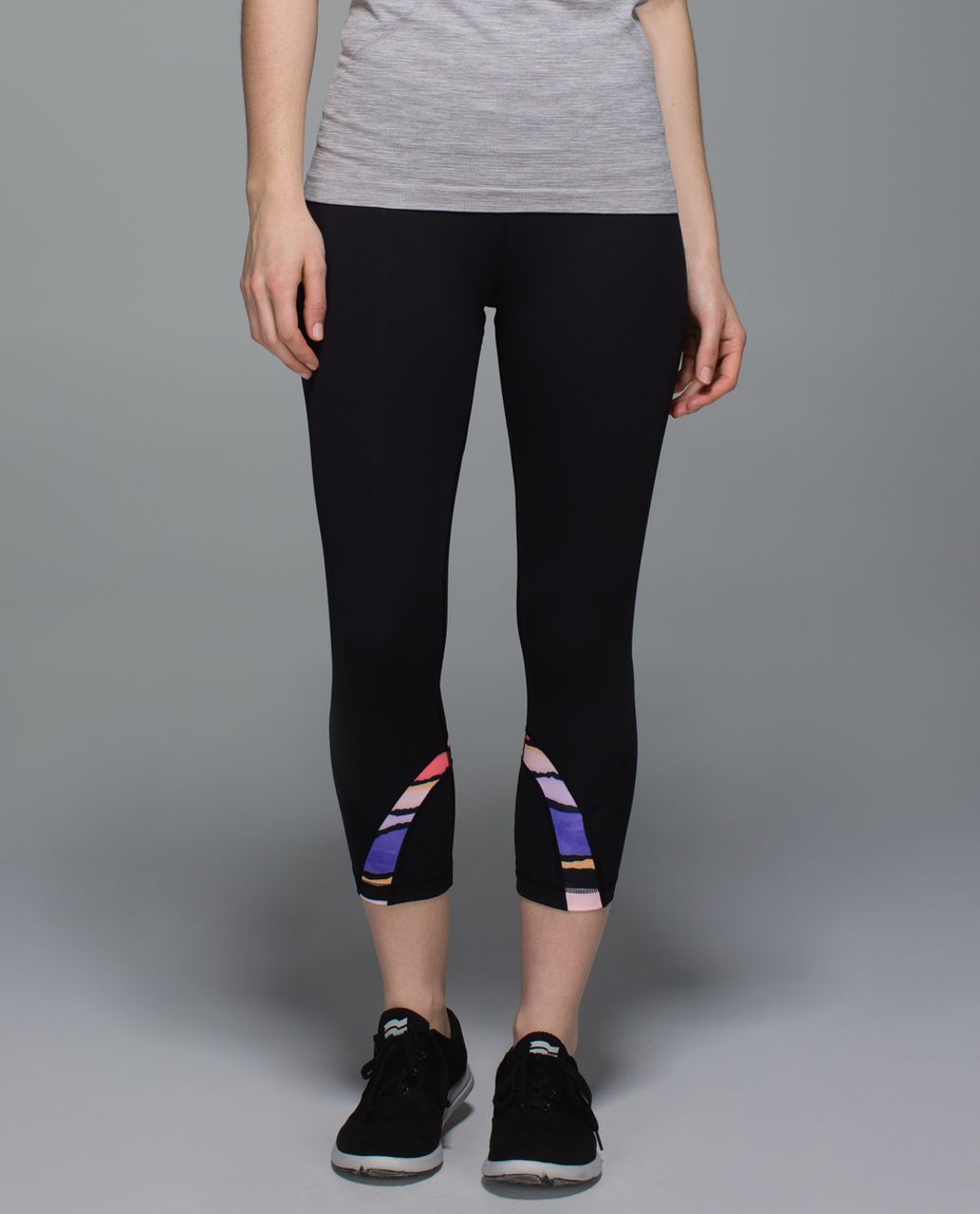 Lululemon Run: Inspire Crop II *Block-It Pocket - Black / Bleacher