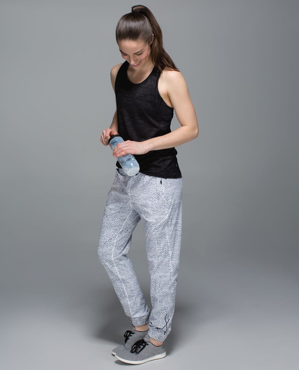 Lululemon Trainer Track Pant - Dottie Dash White Black / Black