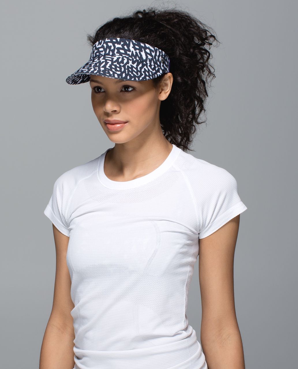 Lululemon Fast Paced Run Visor - Net Pop White Black / Iris Flower