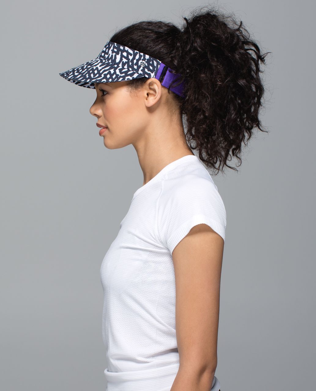 Lululemon Fast Paced Run Visor - Net Pop White Black / Iris Flower