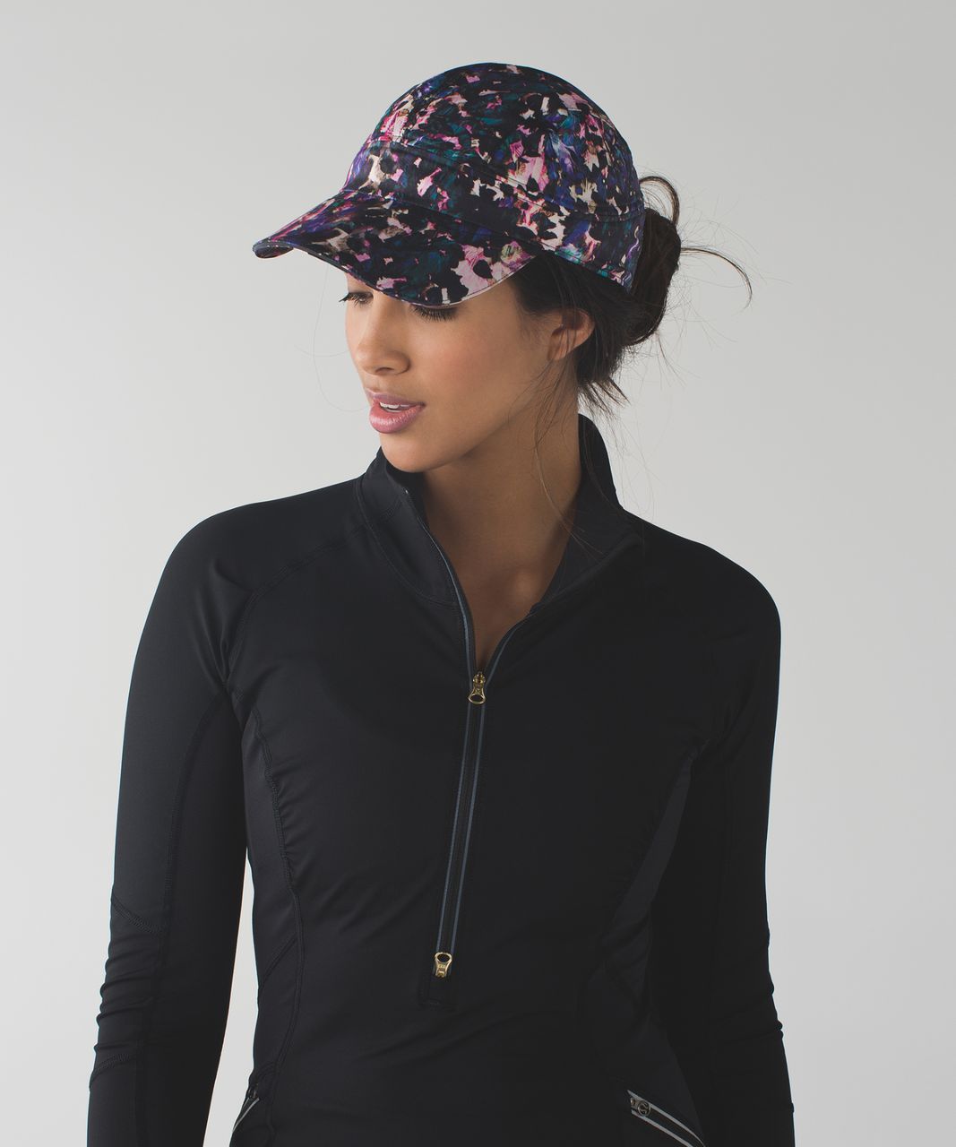 Lululemon Race To Win Run Hat - Floral Backdrop Black Multi / Pretty Purple