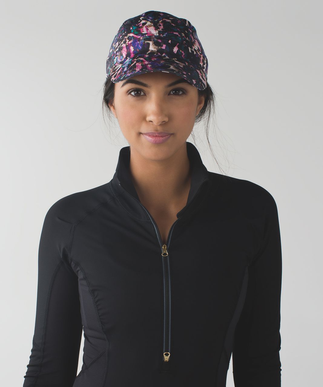 Lululemon Race To Win Run Hat - Floral Backdrop Black Multi / Pretty Purple