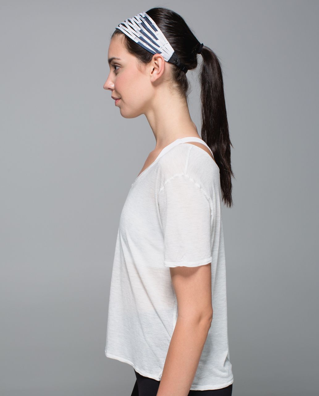 Lululemon Ready Or Not Headband - Bleacher Stripe White Black