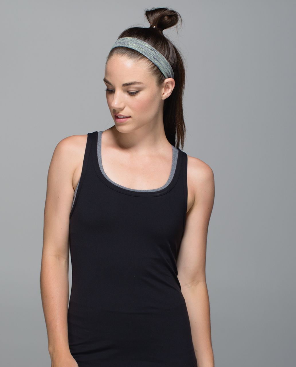 Lululemon Skinny Fly Away Tamer Headband - Diamond Jacquard Space Dye Slate Clarity Yellow