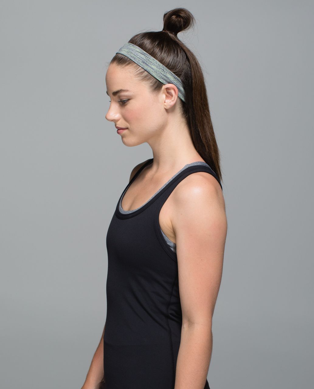 Lululemon Skinny Fly Away Tamer Headband - Diamond Jacquard Space Dye Slate Clarity Yellow