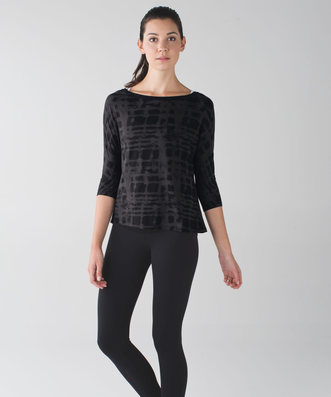 Lululemon Yoga Flow Long Sleeve Tee - Ghost Weave Burnout Black / Mini Ghost Weave Burnout Black