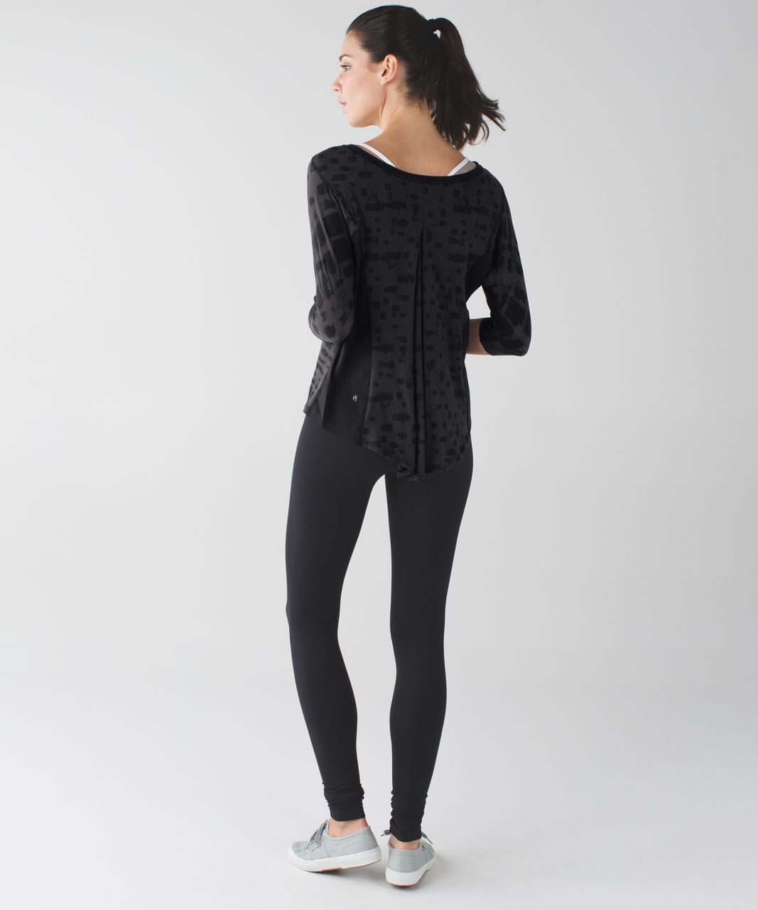 Lululemon Yoga Flow Long Sleeve Tee - Ghost Weave Burnout Black / Mini Ghost Weave Burnout Black