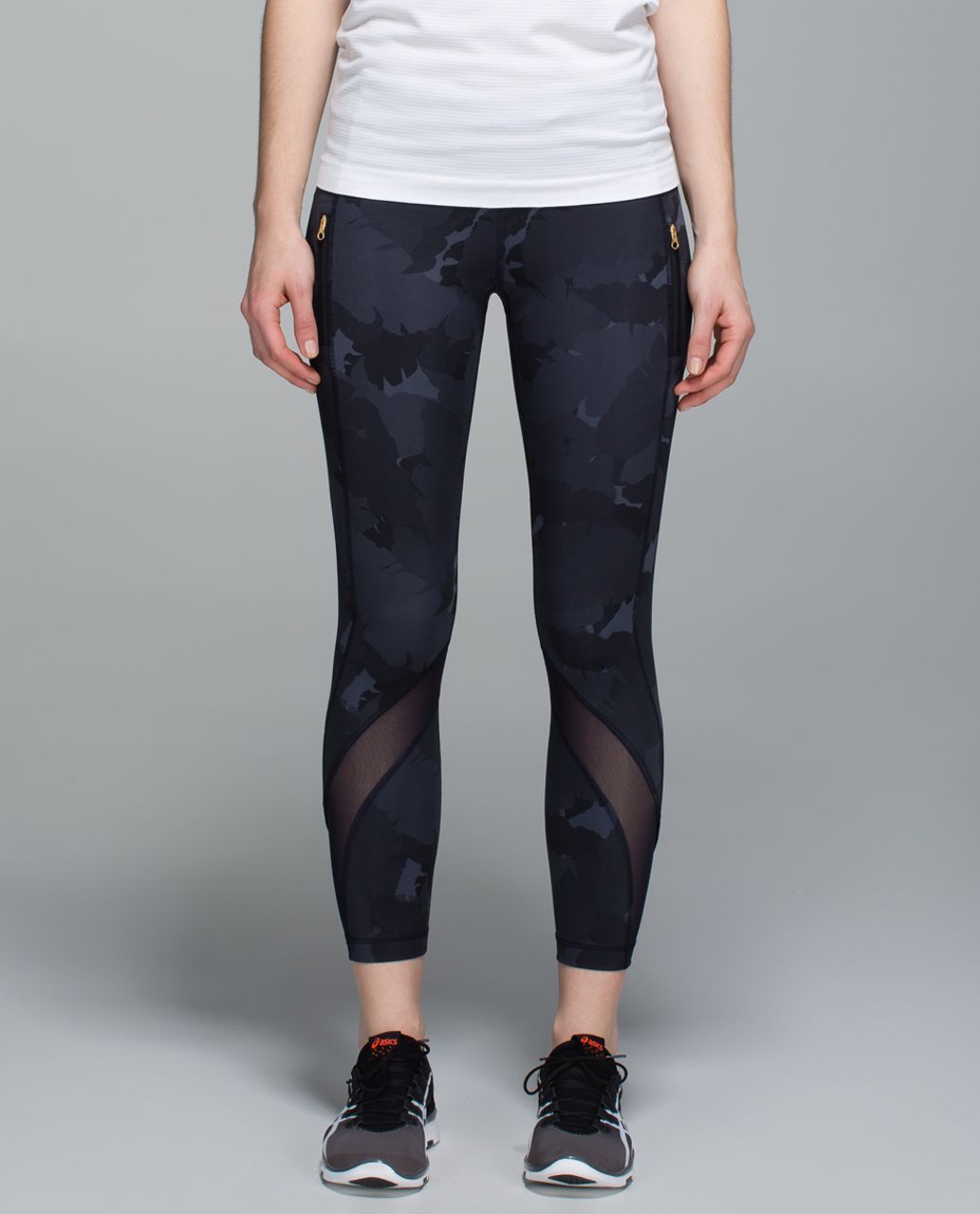 Lululemon Inspire Tight II *Full-On Luxtreme (Mesh) - Palm Party Naval Blue Black / Naval Blue