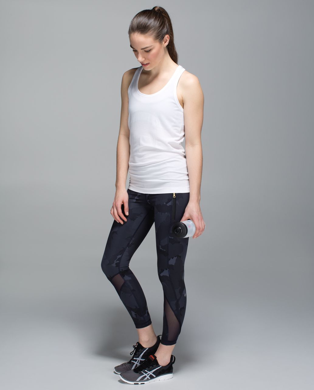 Lululemon Inspire Tight II *Full-On Luxtreme (Mesh) - Palm Party Naval Blue Black / Naval Blue