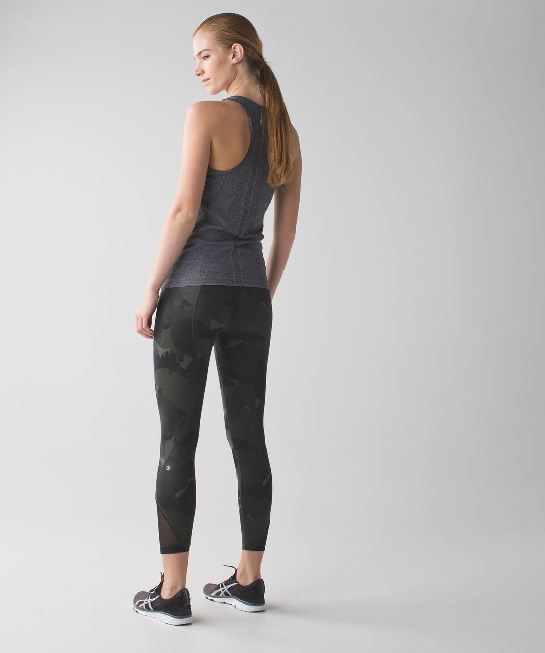 Lululemon Inspire Tight II *Full-On Luxtreme (Mesh) - Palm Party Gator Green Black / Black