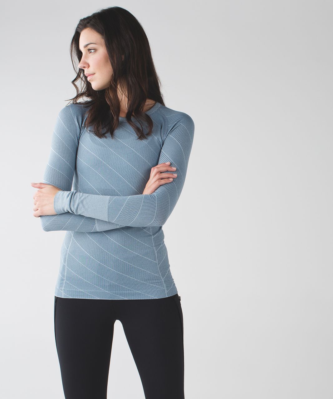 Lululemon Swiftly Tech Long Sleeve Crew - Heathered Tranquil Blue - lulu  fanatics