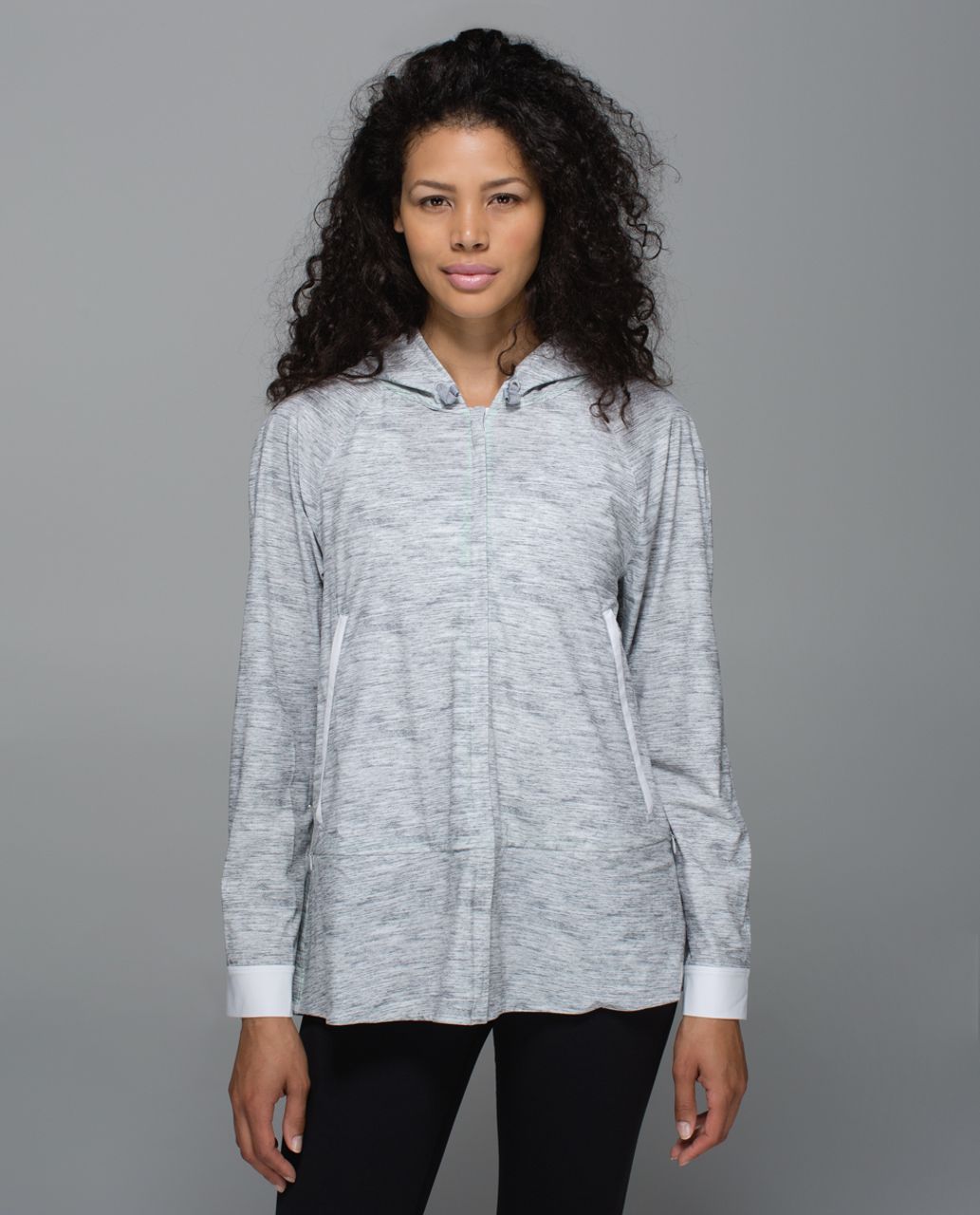 Lululemon Sun Showers Jacket - Mini Oki Heathered Print Silver Spoon Slate / White