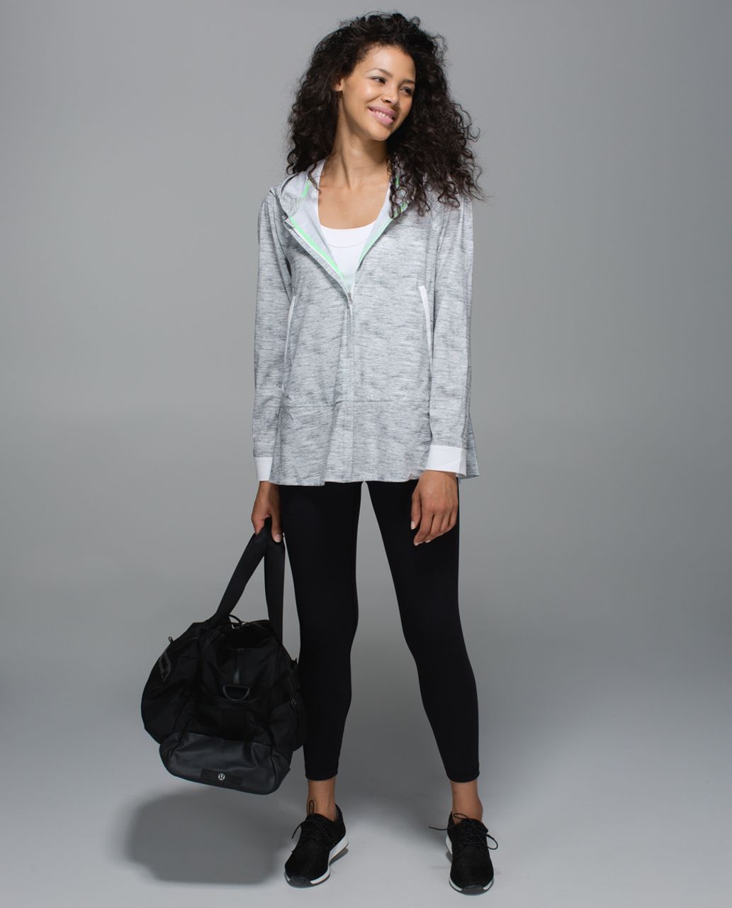 Lululemon Sun Showers Jacket - Mini Oki Heathered Print Silver Spoon Slate / White