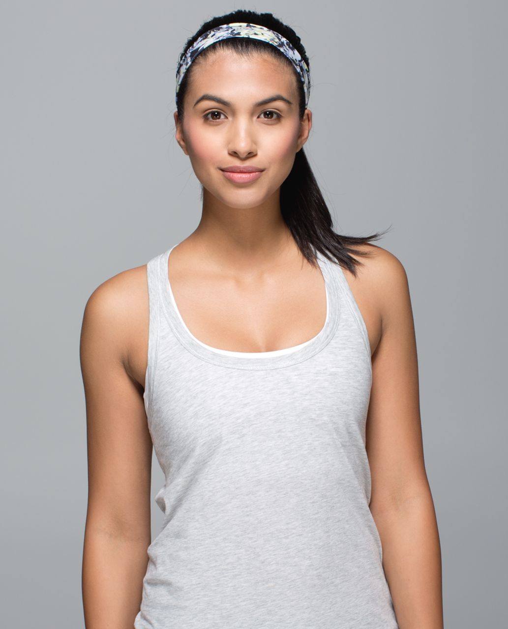 Lululemon Skinny Fly Away Tamer Headband - Crosscourt Petal Black Clarity Yellow