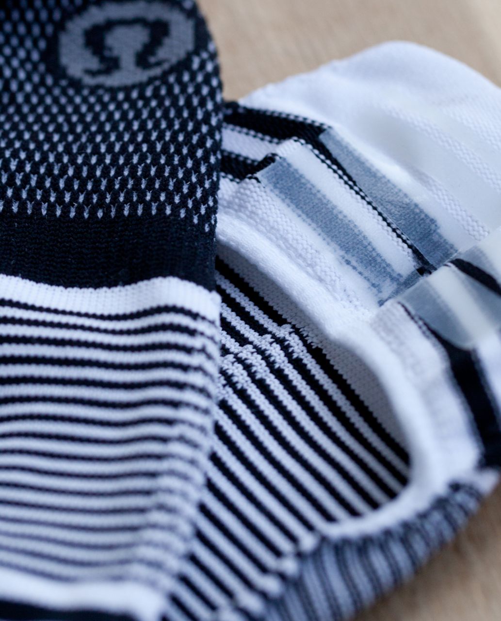 Lululemon Secret Sock - Candy Stripe Black White Slate