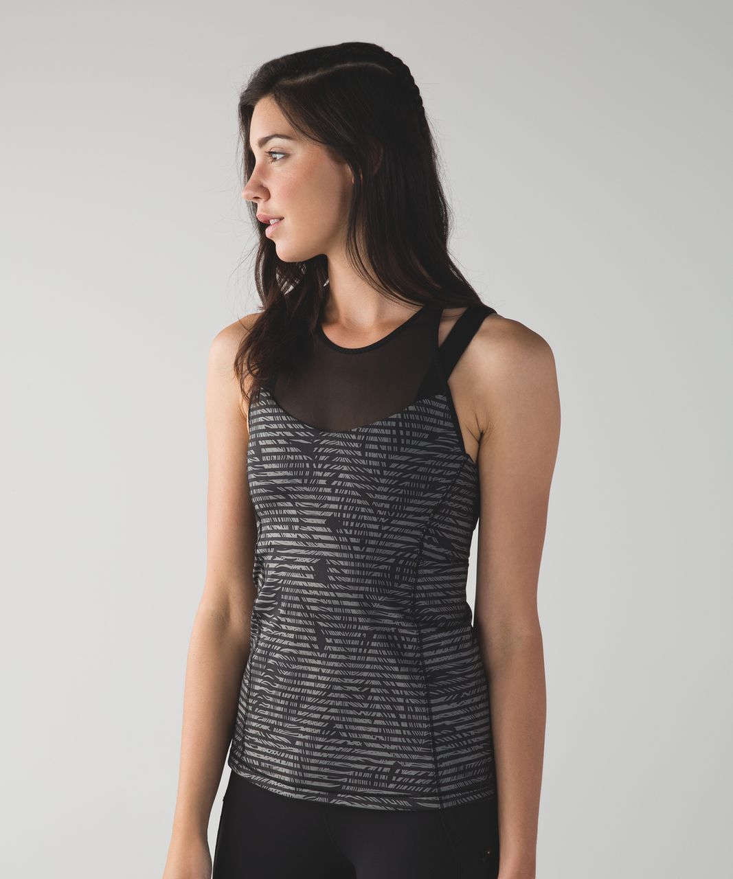 Lululemon Running In The City Tank - Stripe Play Slate Black