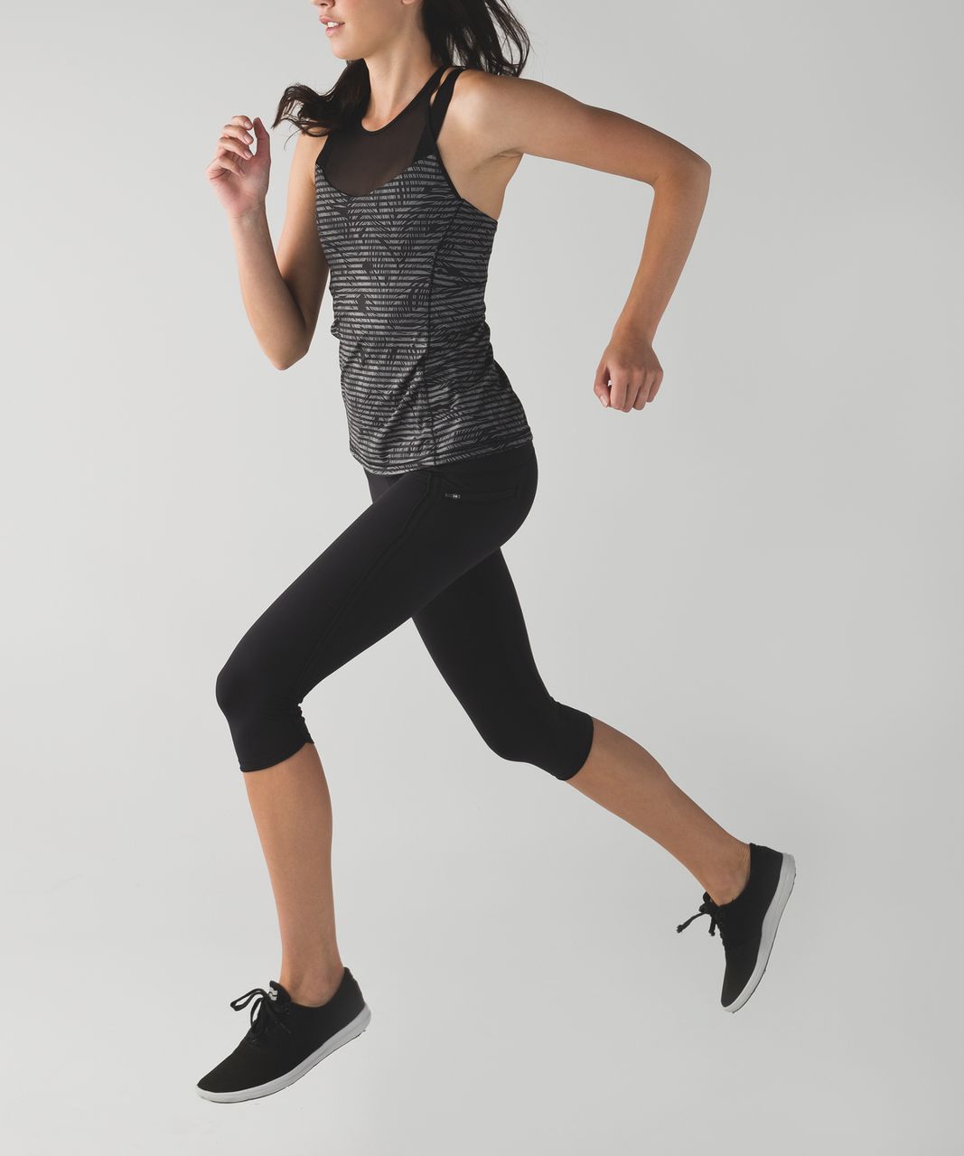 Lululemon Running In The City Tank - Stripe Play Slate Black