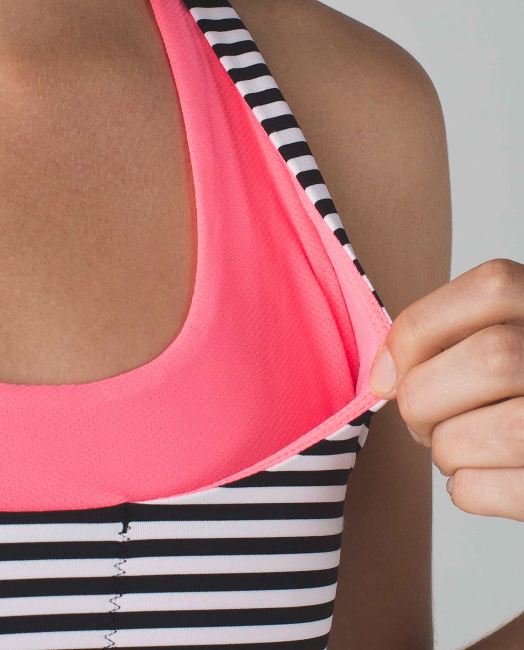 Lululemon Run: Stuff Your Bra II - Classic Stripe White Black / Flash Light  - lulu fanatics