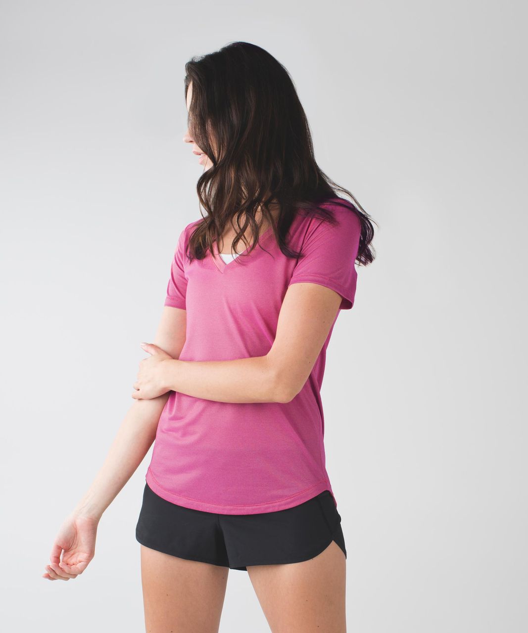 Lululemon What The Sport Tee - Heathered Jewelled Magenta / Gold