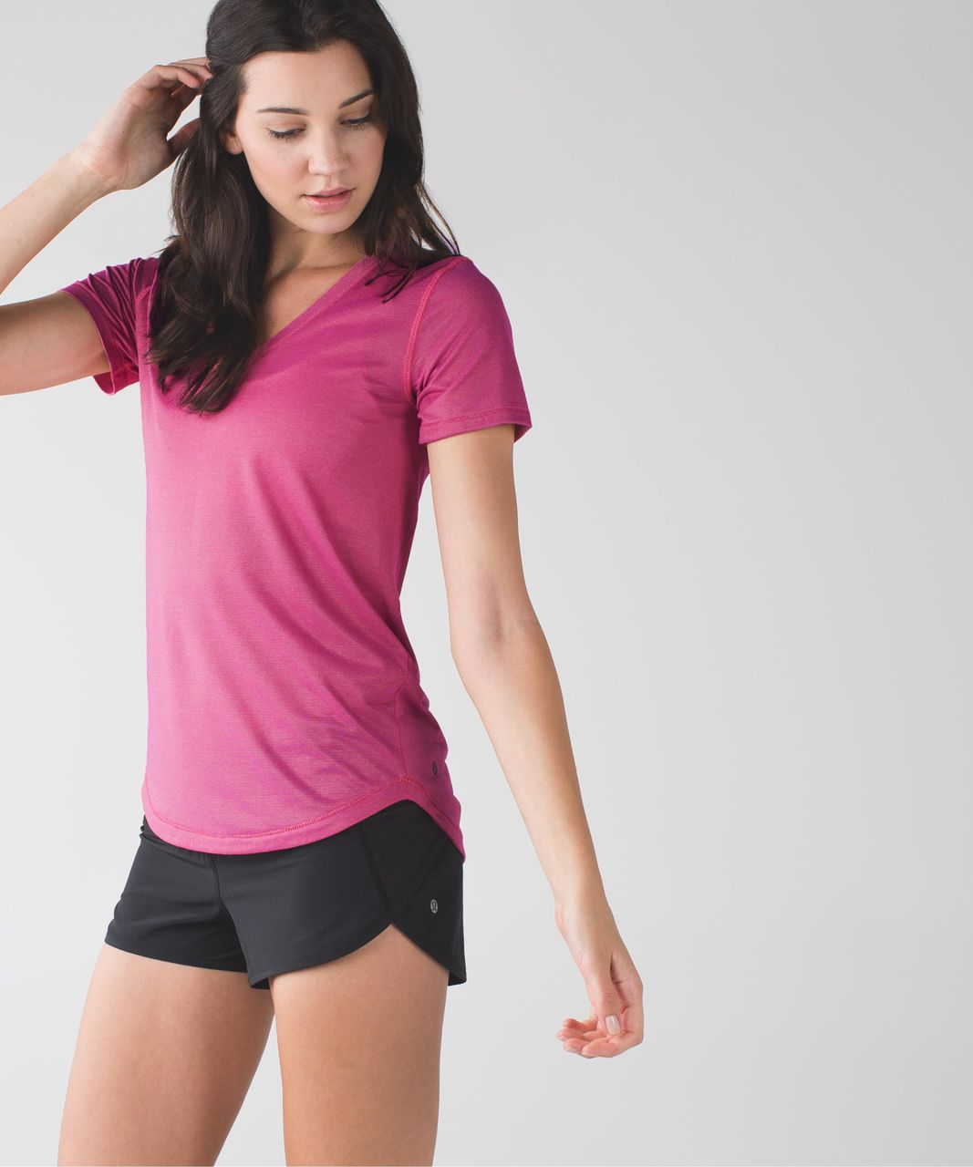 Lululemon What The Sport Tee - Heathered Jewelled Magenta / Gold