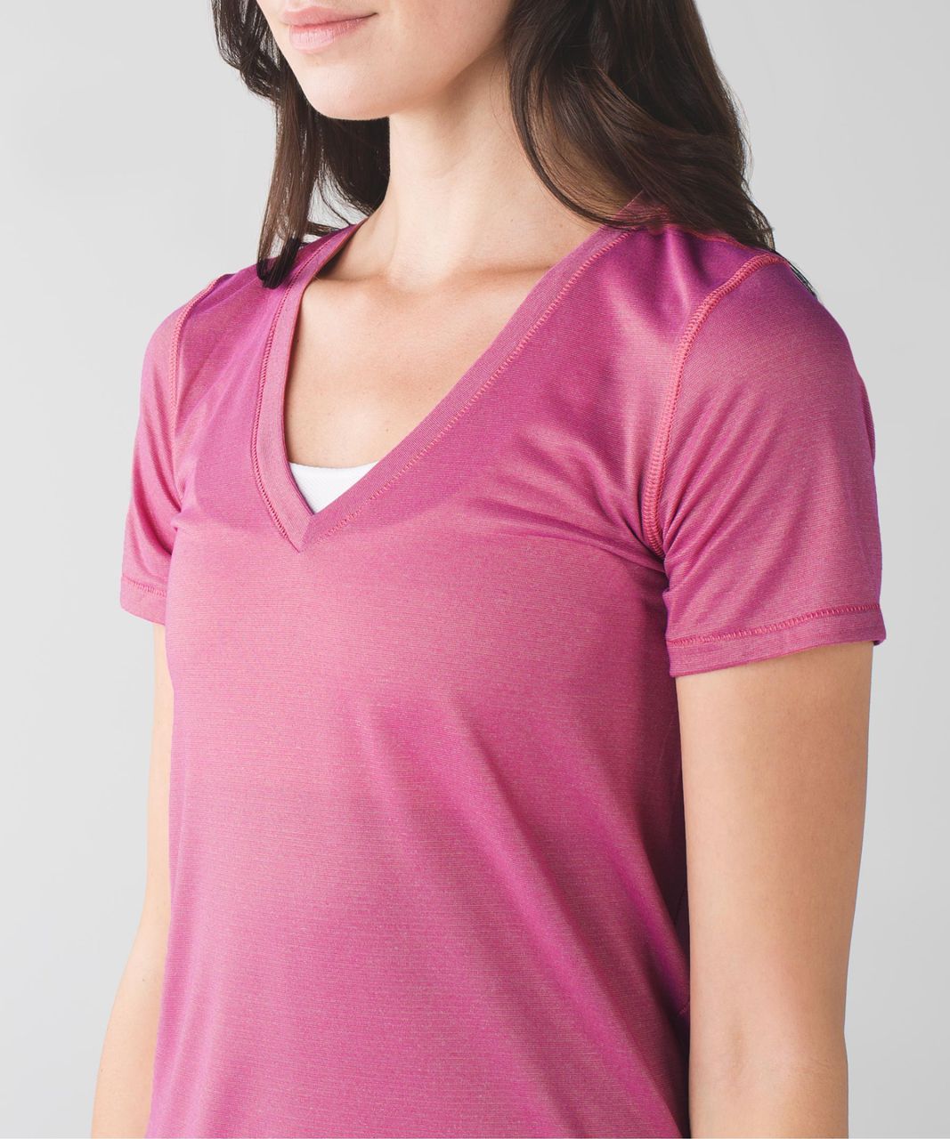 Lululemon What The Sport Tee - Heathered Jewelled Magenta / Gold