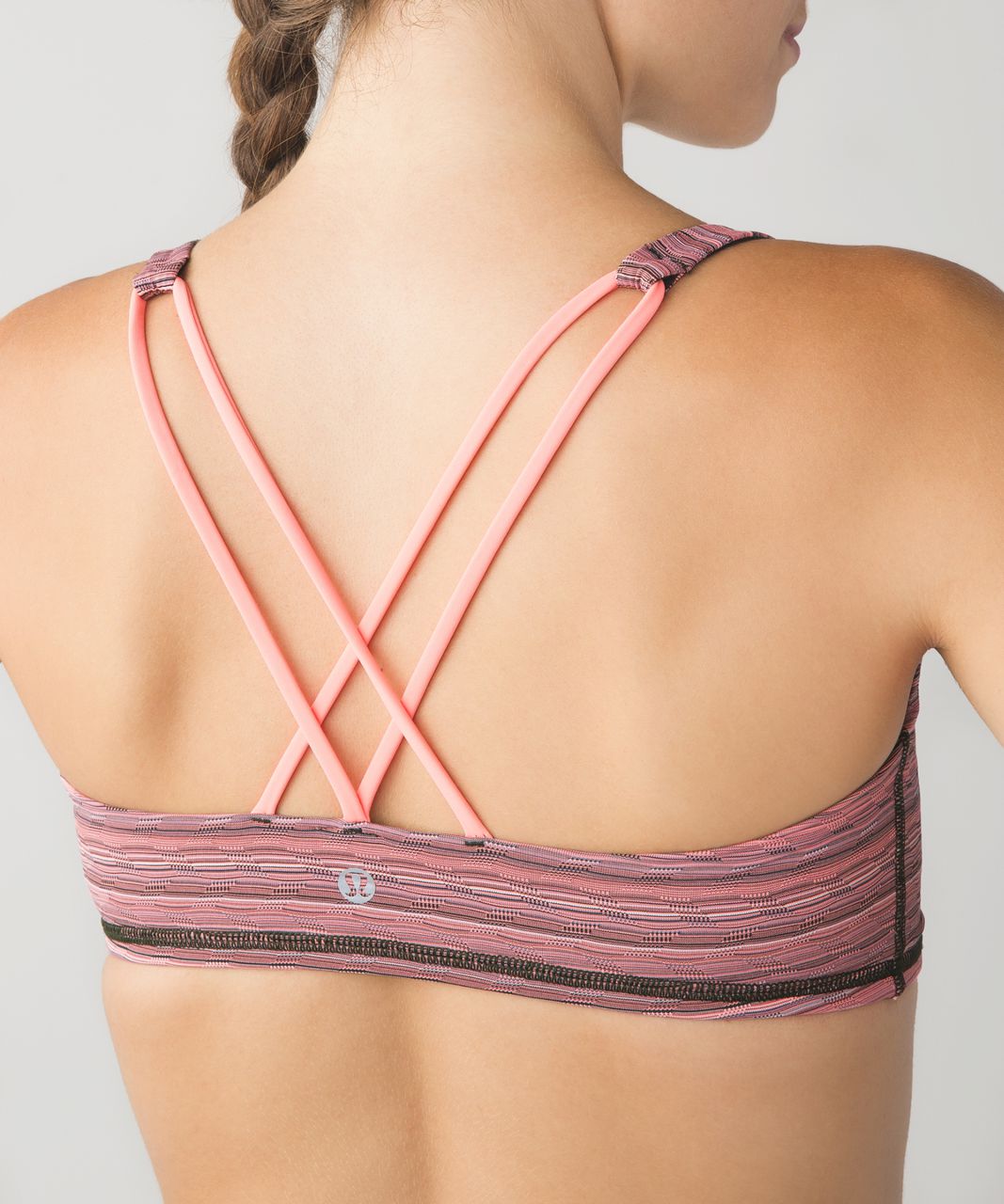 Lululemon Free To Be Bra - Space Dye Twist Gator Green Grapefruit / Grapefruit