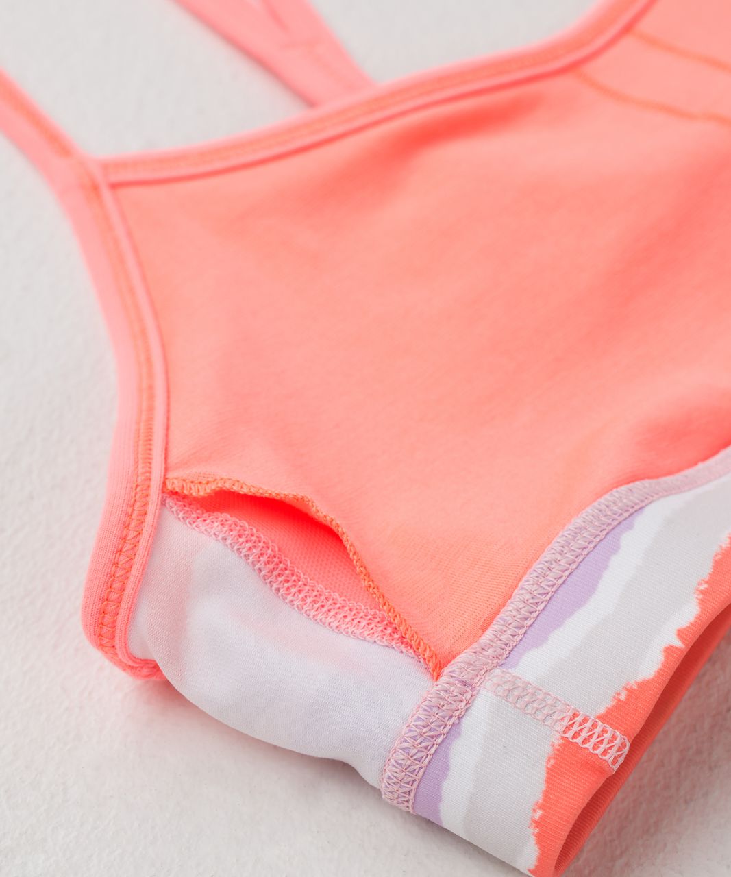 Lululemon Flow Y Bra IV - Bleacher Stripe White Iris Flower / Grapefruit