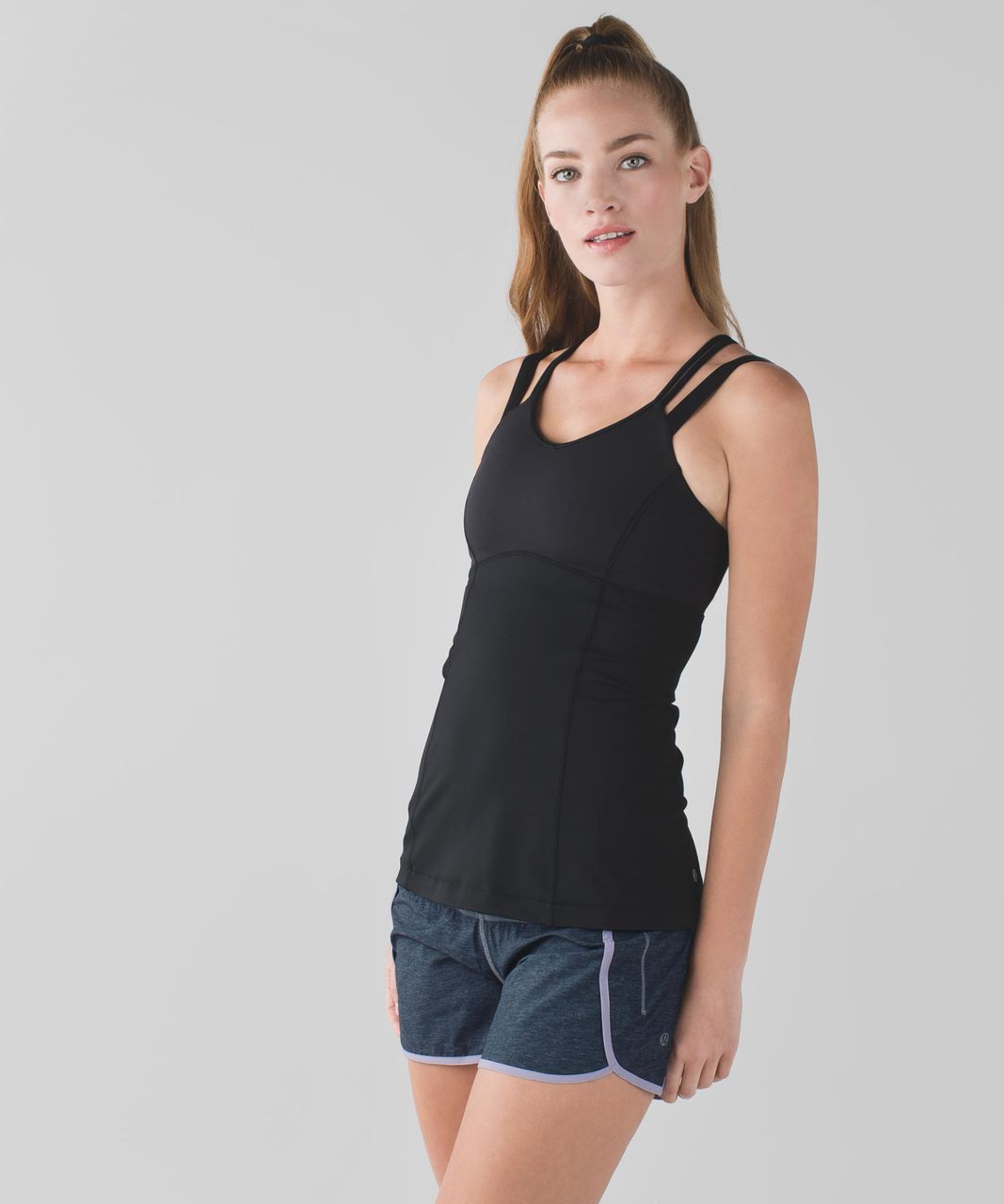 Lululemon Run Times Short *4-way Stretch 4" - Heathered Texture Printed Greyt Deep Coal / Pretty Purple