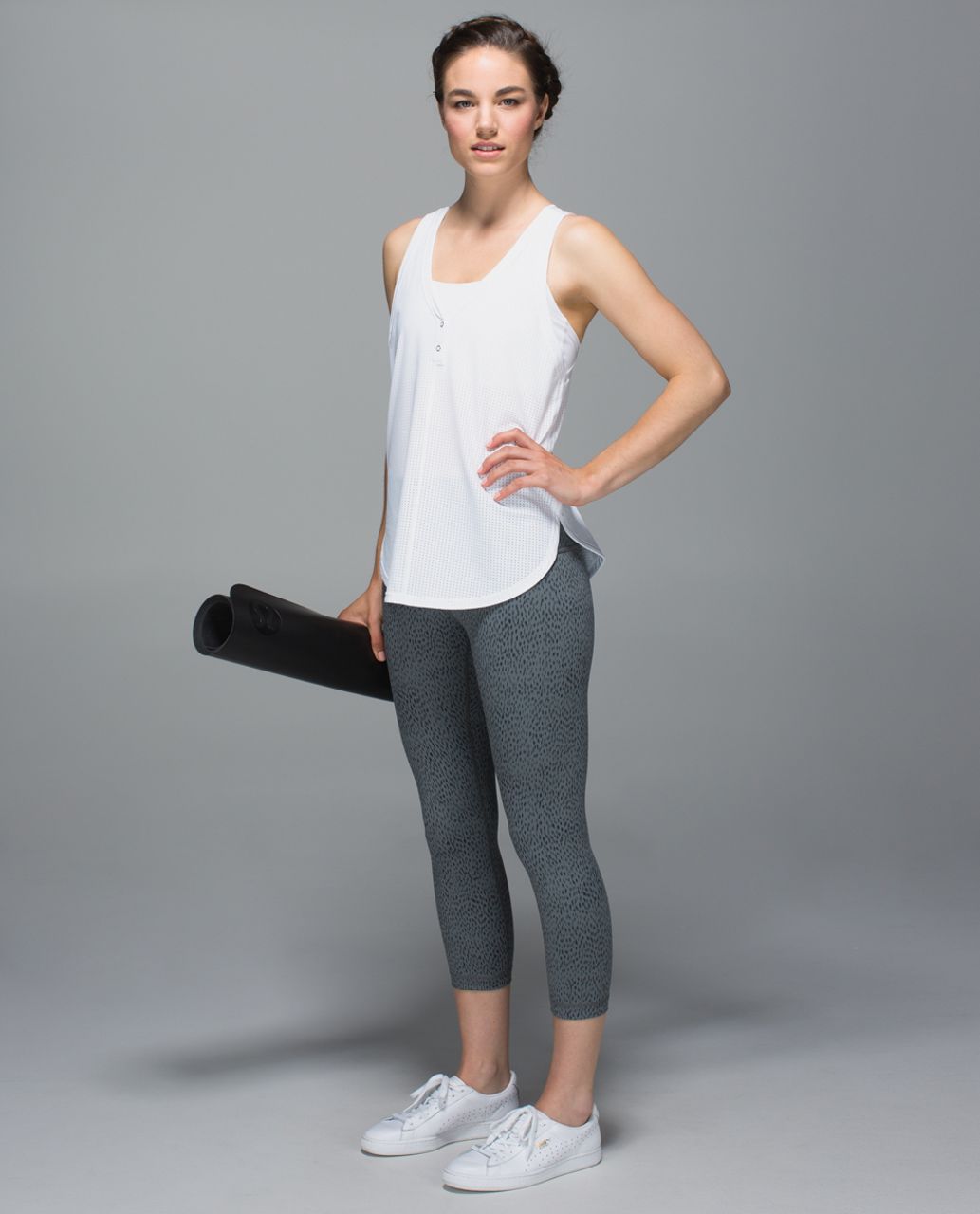 Lululemon Wunder Under Crop II *Full-On Luon (Roll Down) - Dottie Dash Slate Black