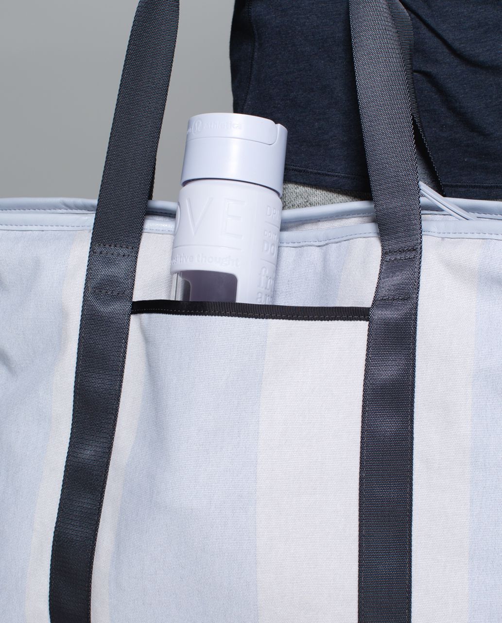 Lululemon Summer Lovin' Tote *Cotton - Bold Stripe Printed Vertical Smooth Silver Silver Fox / Silver Fox