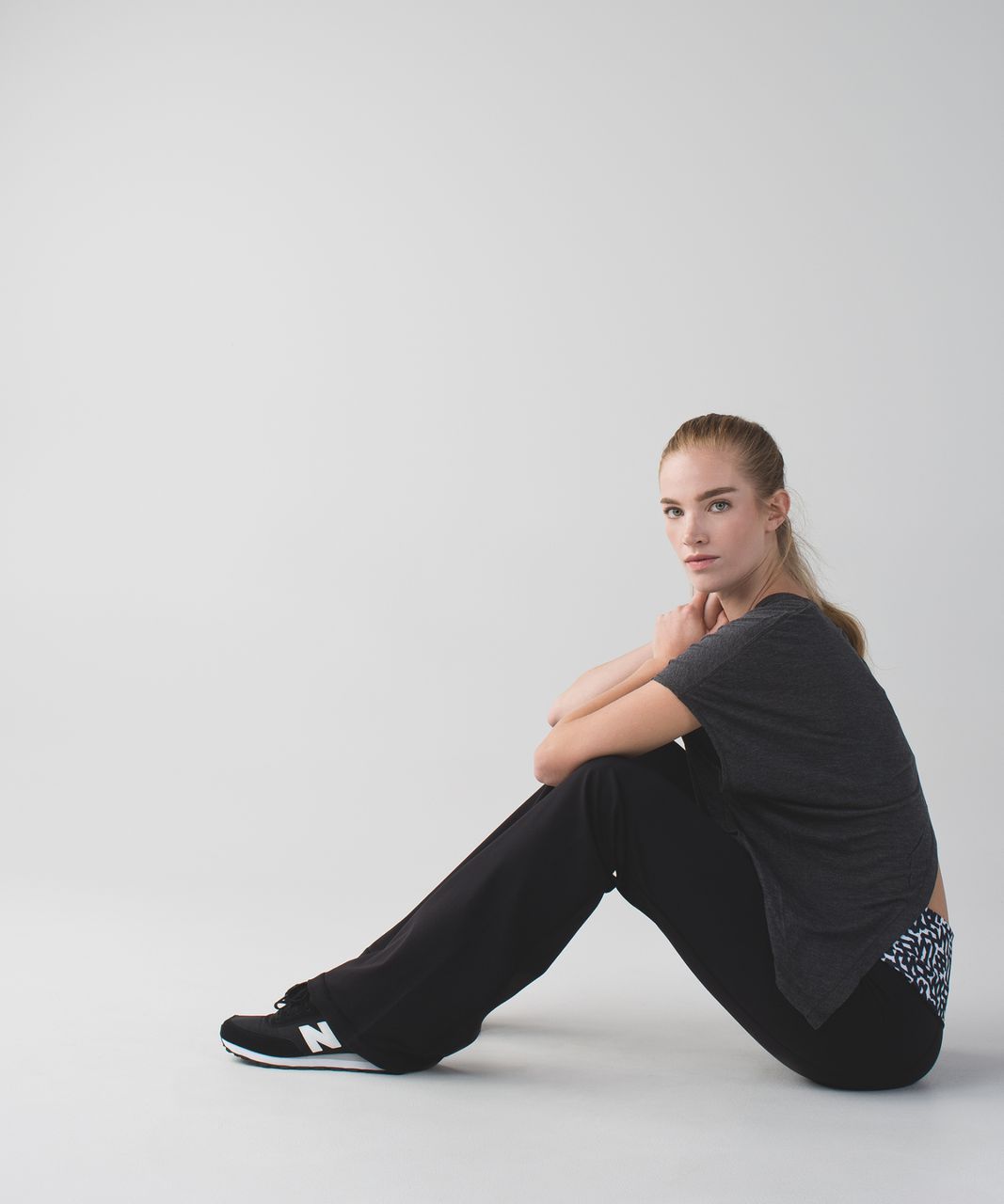 Lululemon Groove Pant II *Full-On Luon (Roll Down - Tall) - Black / Net Pop  White Black - lulu fanatics