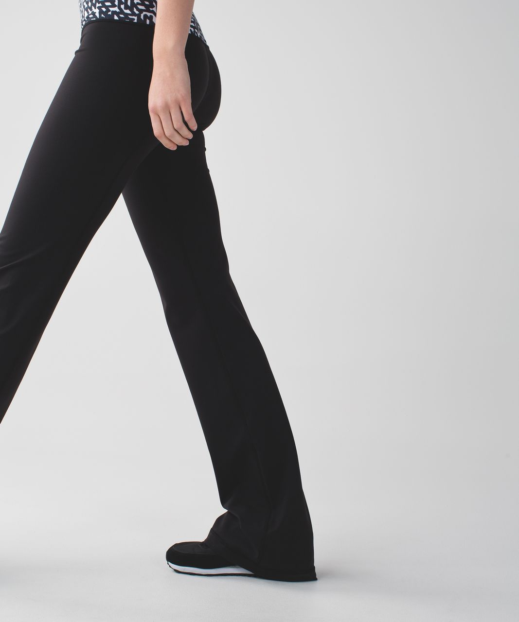 Lululemon Groove Pant II *Full-On Luon (Roll Down - Tall) - Black / Net Pop  White Black - lulu fanatics