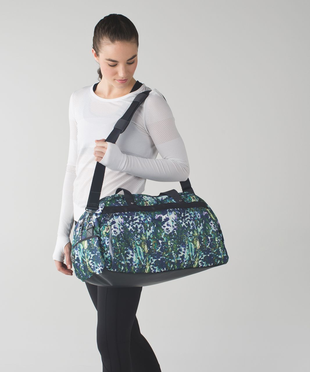 Lululemon All You Need Duffel - Floral Backdrop White Multi / Deep Coal